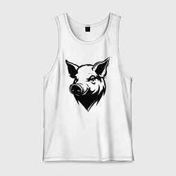 Майка мужская хлопок Свиная голова, цвет: белый