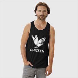 Майка мужская хлопок Курица с крыльями, цвет: черный — фото 2