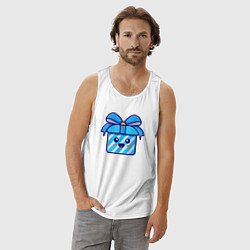 Майка мужская хлопок Весёлый подарочек, цвет: белый — фото 2