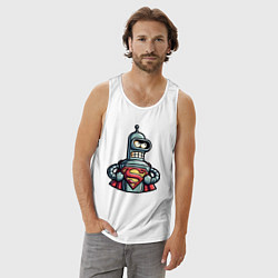 Майка мужская хлопок Super Bender meme, цвет: белый — фото 2