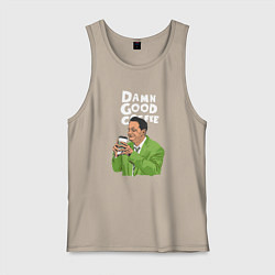 Майка мужская хлопок Damn good coffee, цвет: миндальный