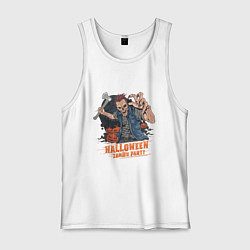 Майка мужская хлопок Хэллоуин зомби пати, цвет: белый