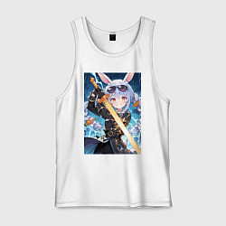 Майка мужская хлопок Крольчиха Пекора с мечем, цвет: белый