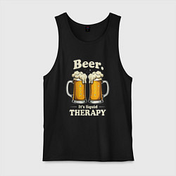 Майка мужская хлопок Beer its liquid therapy, цвет: черный