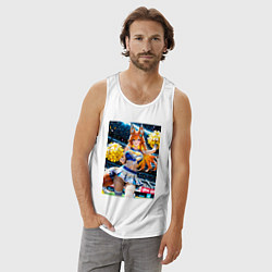 Майка мужская хлопок Милая лиса поднимает моральный дух игроков, цвет: белый — фото 2