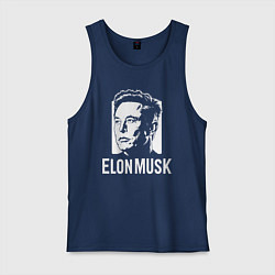 Майка мужская хлопок Илон Маск в стиле стрит-арт, цвет: тёмно-синий