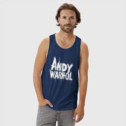 Майка мужская хлопок Энди Уорхол надпись, цвет: тёмно-синий — фото 2