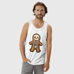 Майка мужская хлопок Скелет печеньки, цвет: белый — фото 2