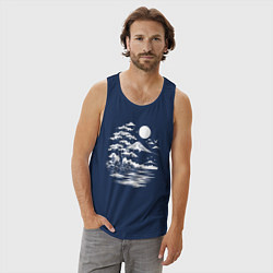 Майка мужская хлопок Лунная гармония Фудзи, цвет: тёмно-синий — фото 2