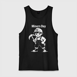 Майка мужская хлопок День шахтера аниме, цвет: черный