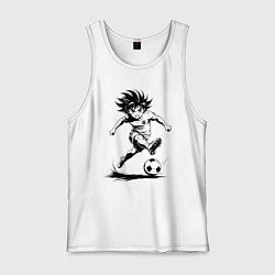 Майка мужская хлопок Футбольная атака аниме, цвет: белый