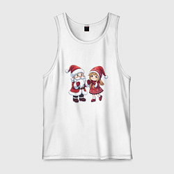 Мужская майка Мультяшные Дед Мороз и Снегурочка держатся за руки