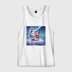 Мужская майка Дед Мороз и Снегурочка: новогодний танец на льду