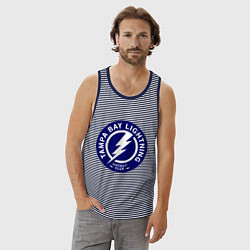 Майка мужская хлопок HC Tampa Bay Lightning, цвет: синяя тельняшка — фото 2