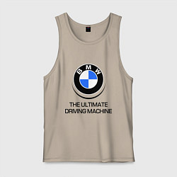 Майка мужская хлопок BMW Driving Machine, цвет: миндальный