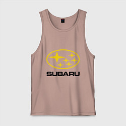 Майка мужская хлопок Subaru Logo, цвет: пыльно-розовый