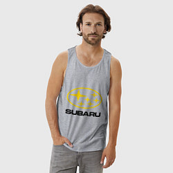 Майка мужская хлопок Subaru Logo, цвет: меланж — фото 2