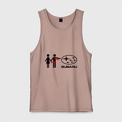 Майка мужская хлопок I love subaru, цвет: пыльно-розовый