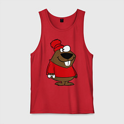 Майка мужская хлопок Бобер, цвет: красный