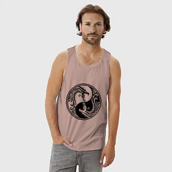 Майка мужская хлопок Два дракона Инь Янь, цвет: пыльно-розовый — фото 2