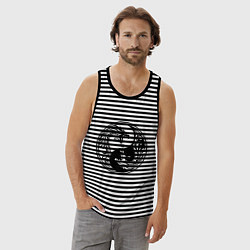 Майка мужская хлопок Два дракона Инь Янь, цвет: черная тельняшка — фото 2