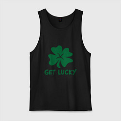 Майка мужская хлопок Get lucky, цвет: черный