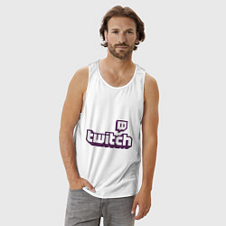 Майка мужская хлопок Twitch Logo, цвет: белый — фото 2