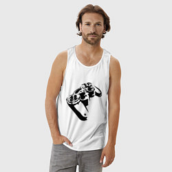 Майка мужская хлопок Геймпад Джойстик, цвет: белый — фото 2