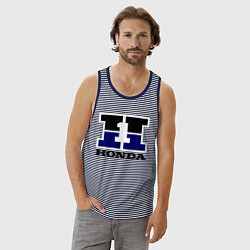 Майка мужская хлопок Honda, цвет: синяя тельняшка — фото 2