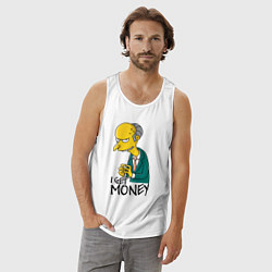 Майка мужская хлопок Mr. Burns: I get money, цвет: белый — фото 2