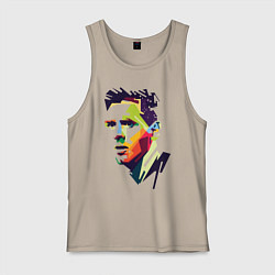 Майка мужская хлопок Lionel Messi: fun-art, цвет: миндальный