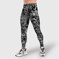 Тайтсы мужские Монстры черно-белый паттерн, цвет: 3D-принт — фото 2