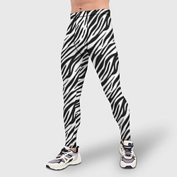 Тайтсы мужские Чёрно-Белые полоски Зебры, цвет: 3D-принт — фото 2