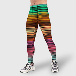 Тайтсы мужские Multicolored thin stripes Разноцветные полосы, цвет: 3D-принт — фото 2