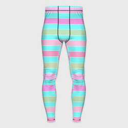 Мужские тайтсы Pink turquoise stripes horizontal Полосатый узор