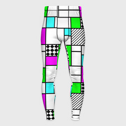 Тайтсы мужские Неоновый геометрический узор с черными линиями, цвет: 3D-принт
