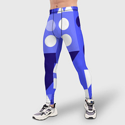 Тайтсы мужские Геометрические синие, фиолетовые и белые фигуры, цвет: 3D-принт — фото 2