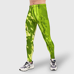 Тайтсы мужские Зеленый абстрактный камуфляж, цвет: 3D-принт — фото 2