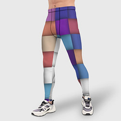 Тайтсы мужские Геометрическое множество разноцветных квадратов, цвет: 3D-принт — фото 2