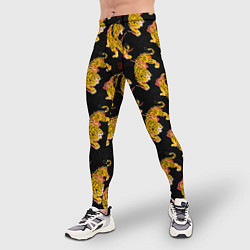 Тайтсы мужские Золотые японские тигры, цвет: 3D-принт — фото 2