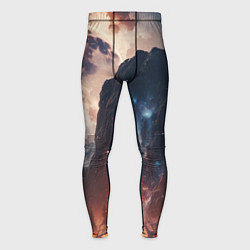 Мужские тайтсы Галактика как ночное небо над пейзажем