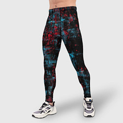 Тайтсы мужские Абстракт красного, голубого и чёного, цвет: 3D-принт — фото 2