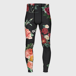 Мужские тайтсы Букеты цветов на черном фоне