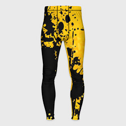 Тайтсы мужские Пятна черной краски на желтом фоне, цвет: 3D-принт