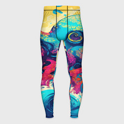 Мужские тайтсы Разноцветный осьминог на волнах красок