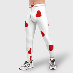Тайтсы мужские Красные сердечки на белом, цвет: 3D-принт — фото 2