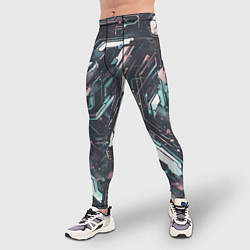 Тайтсы мужские Киберанк полосы, цвет: 3D-принт — фото 2