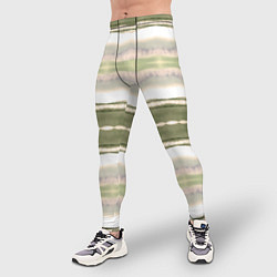 Тайтсы мужские Тай дай полосы в оливковых тонах, цвет: 3D-принт — фото 2