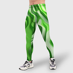 Тайтсы мужские Зеленые объемные полосы, цвет: 3D-принт — фото 2
