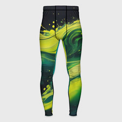 Тайтсы мужские Жидкая текущая зеленая краска, цвет: 3D-принт